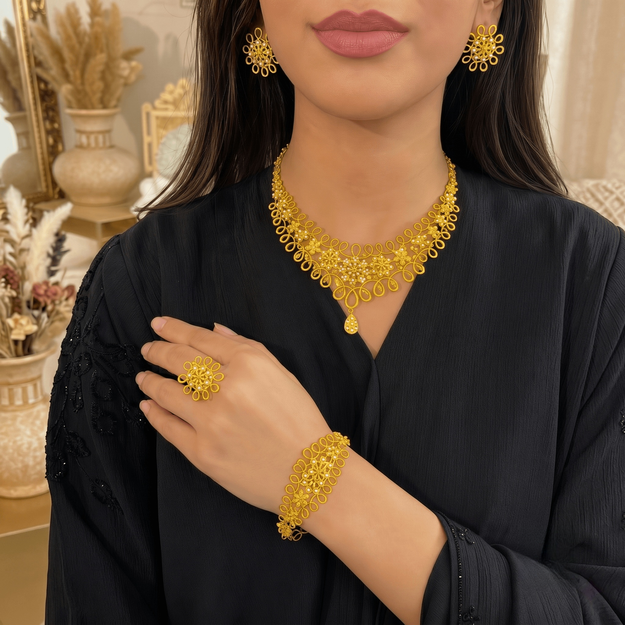 Gold-Tone Polished Classic Jewelry Set, 4 Pcs