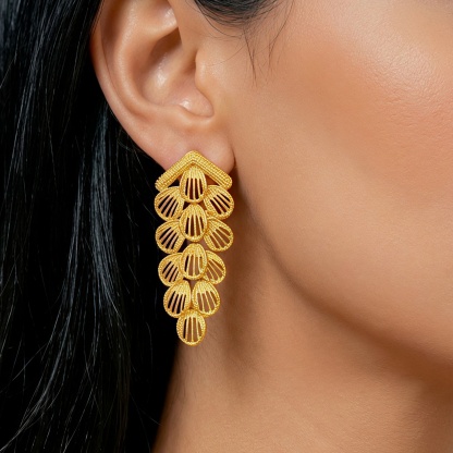 Gold-Tone Scalloped Fan Jewelry Set, 4 Pcs