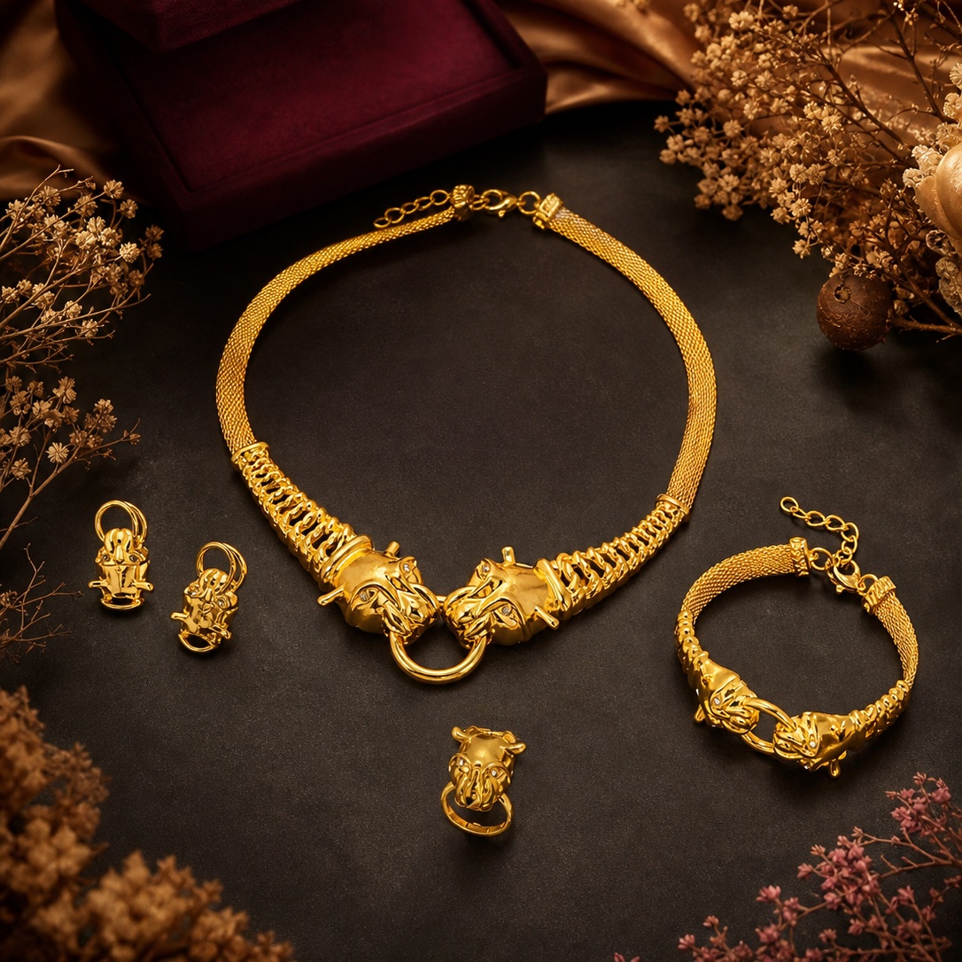 Gold-Tone Animal Link Jewelry Set, 4 Pcs
