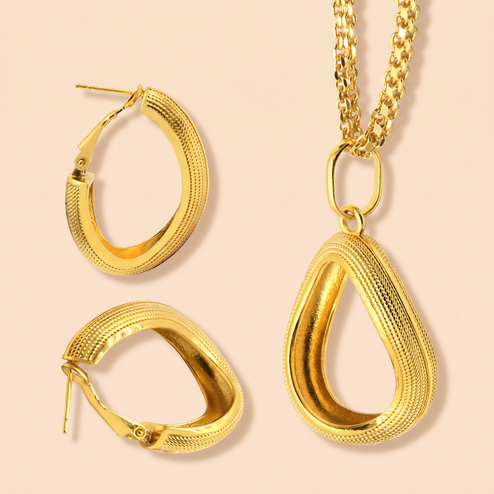 Gold-Tone Teardrop Necklace & Earring Set