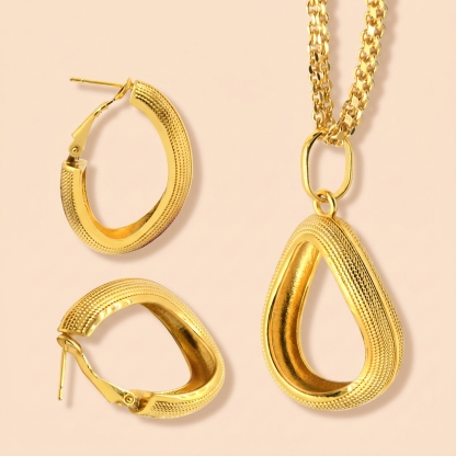 Gold-Tone Teardrop Necklace & Earring Set