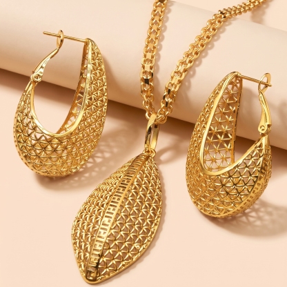 Gold-Tone Marquise Openwork Necklace & Earring Set