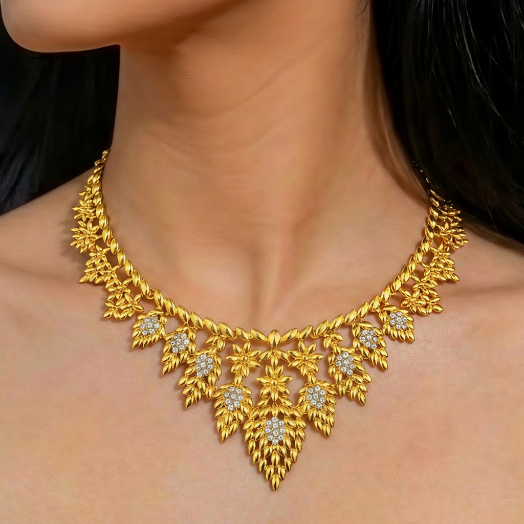 Gold-Tone Ornate Flower Jewelry Set, 4 Pcs