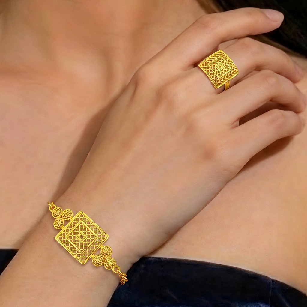 Gold-Tone Geometric Fringe Jewelry Set, 4 Pcs