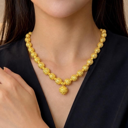 Gold-Tone Openwork Bead Jewelry Set, 4 Pcs