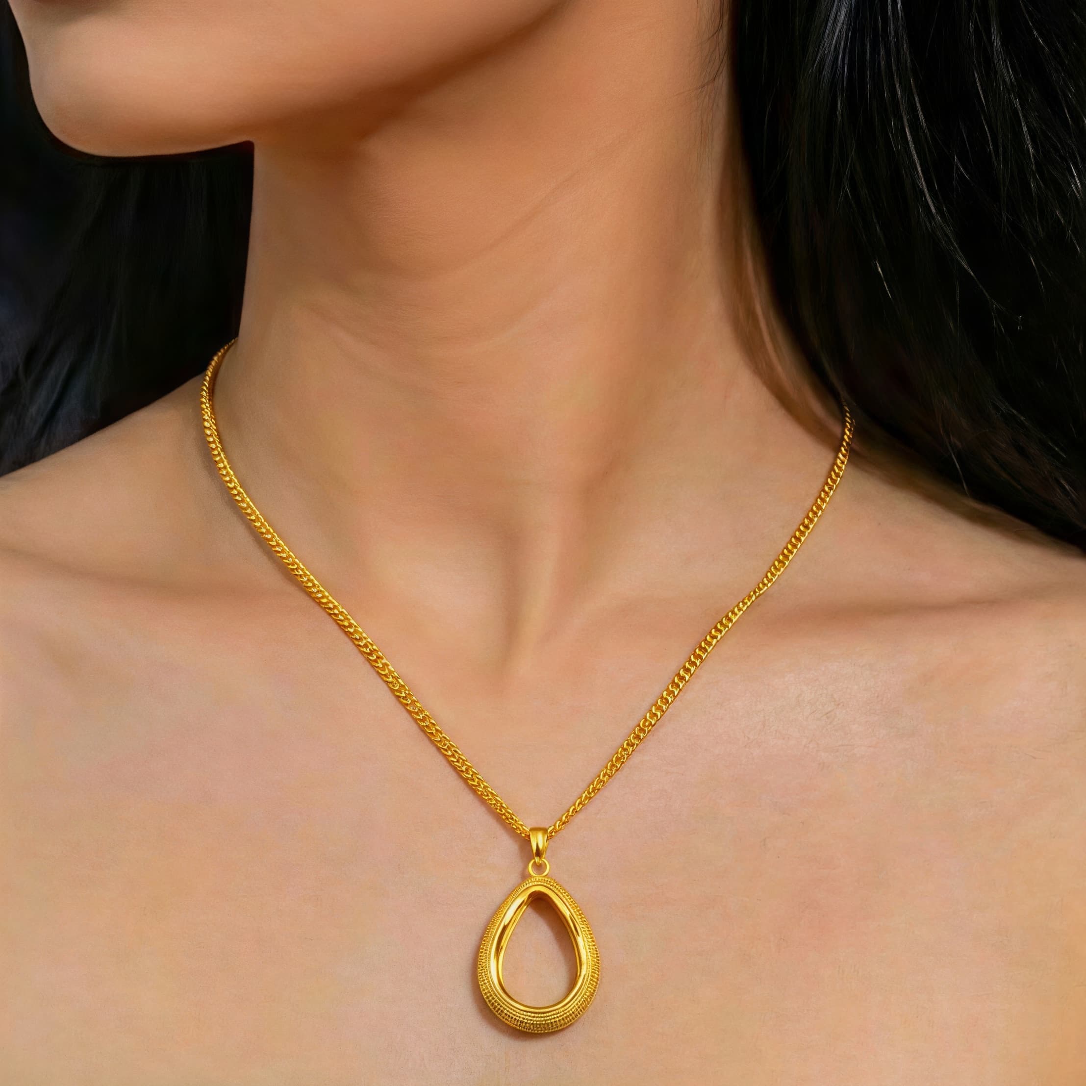 Gold-Tone Teardrop Necklace & Earring Set