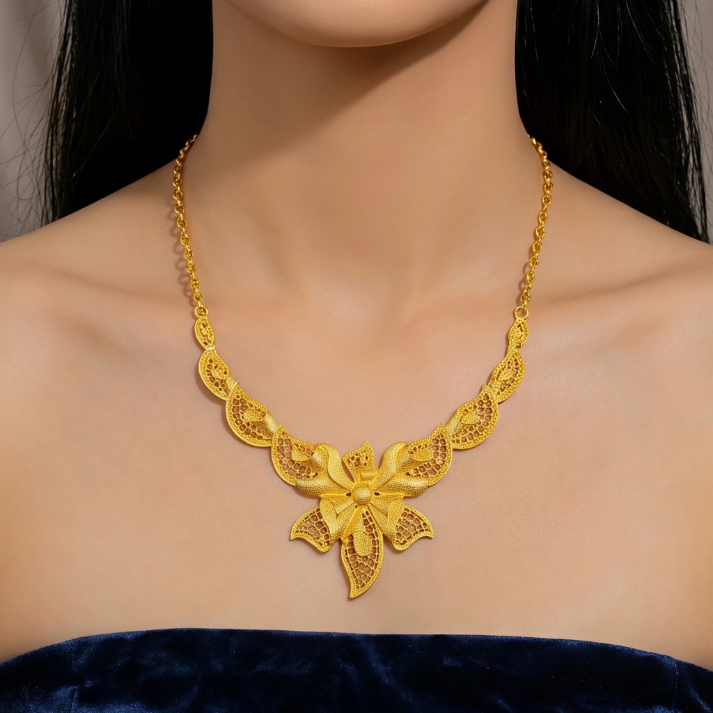 Gold-Tone Grand Orchid Jewelry Set, 4 Pcs