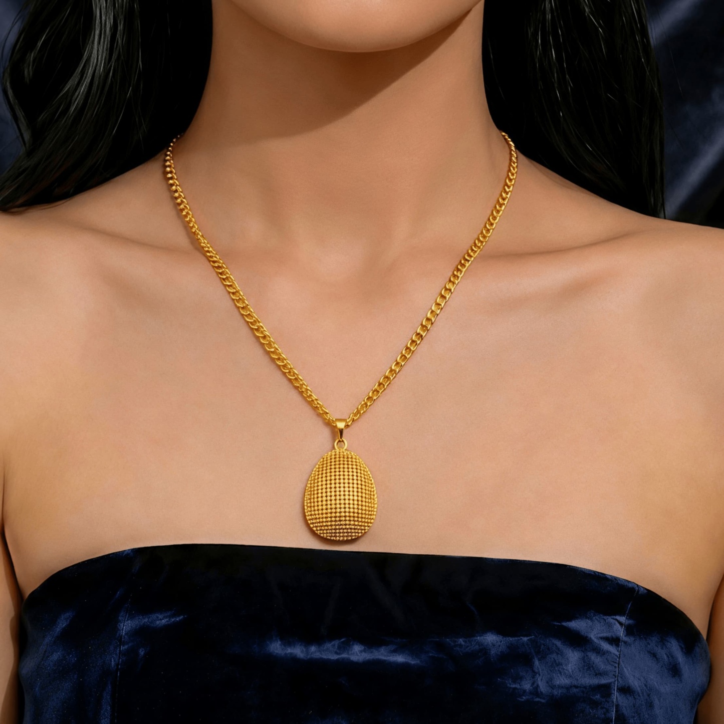 Gold-Tone Beaded Mesh Drop Necklace & Earring Set