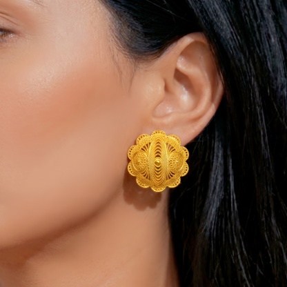 Gold-Tone Scalloped Filigree Medallion Jewelry Set, 3 Pcs