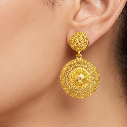 Gold-Tone Round Cutout Jewelry Set, 4 Pcs