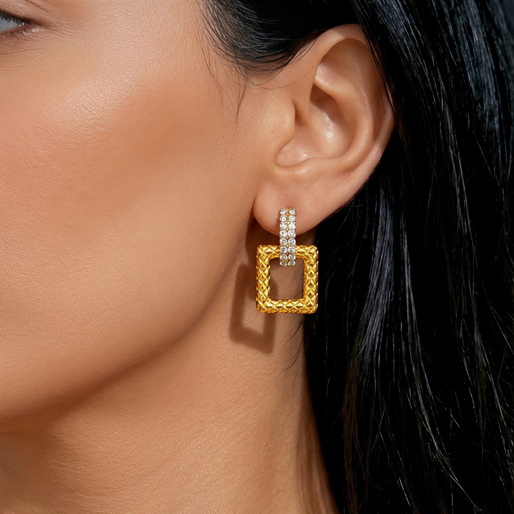 Gold-Tone Square Tassel Jewelry Set, 4 Pcs
