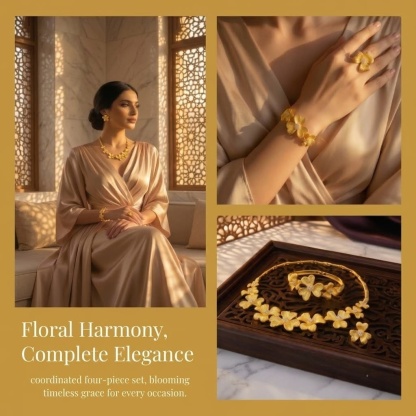Gold-Tone Bold Blossom Jewelry Set, 4 Pcs