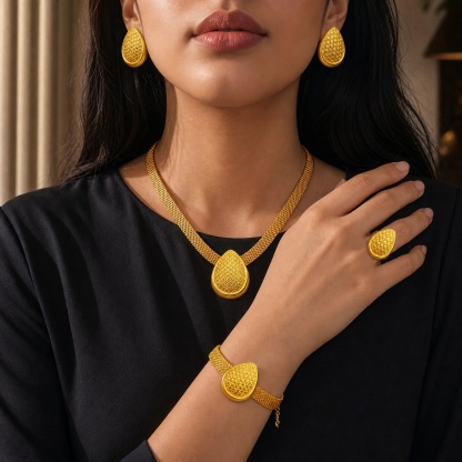 Gold-Tone Statement Pendant Jewelry Set, 4 Pcs