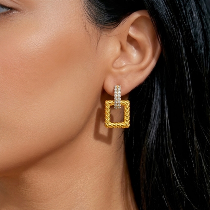 Gold-Tone Square Tassel Jewelry Set, 4 Pcs