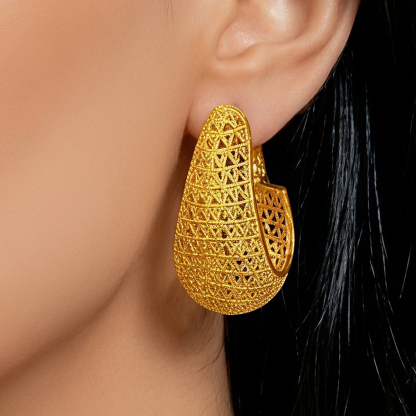Gold-Tone Lattice Dome Drop Necklace & Earring Set