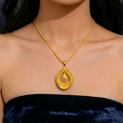 Gold-Tone Nested Teardrop Necklace & Earring Set