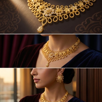 Gold-Tone Polished Classic Jewelry Set, 4 Pcs