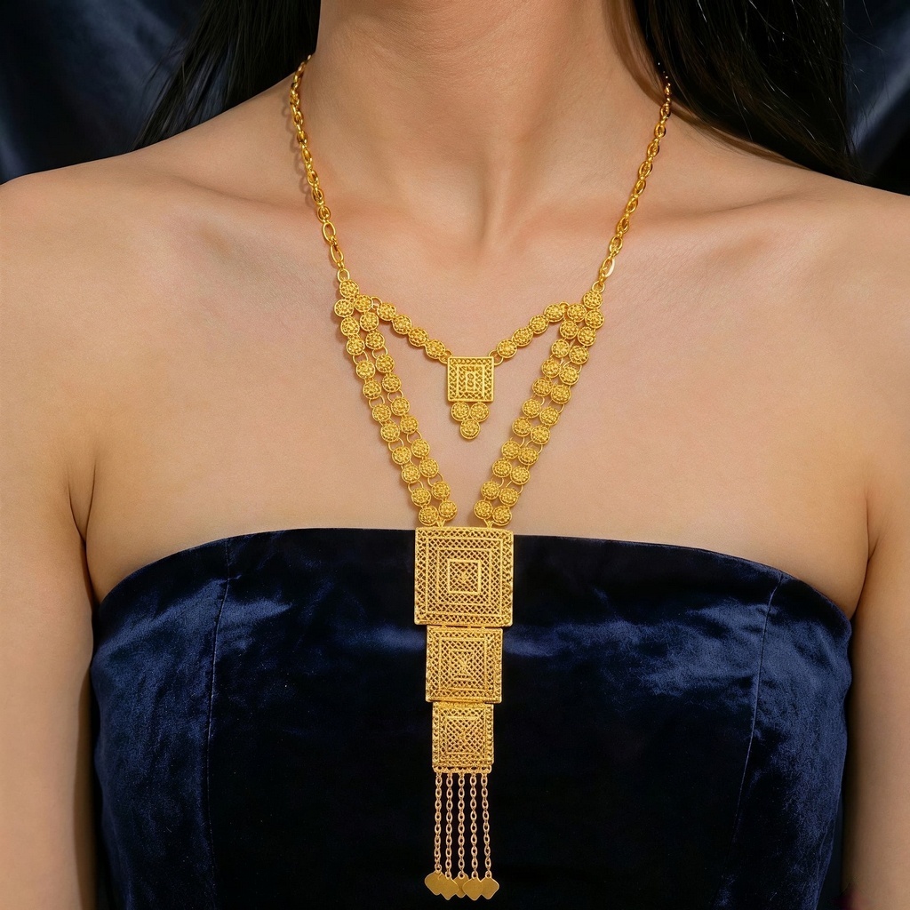 Gold-Tone Geometric Fringe Jewelry Set, 4 Pcs