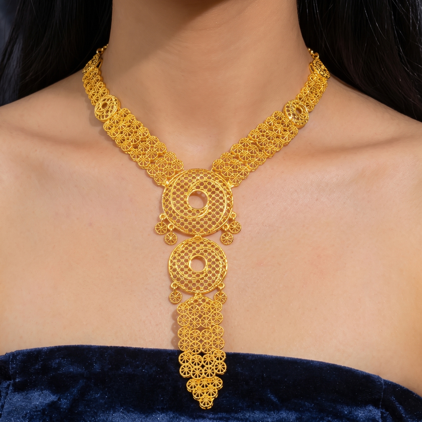 Gold-Tone Triple Disc Openwork Jewelry Set, 4 Pcs