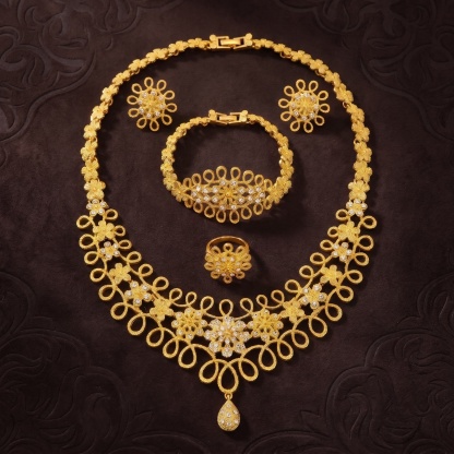 Gold-Tone Polished Classic Jewelry Set, 4 Pcs