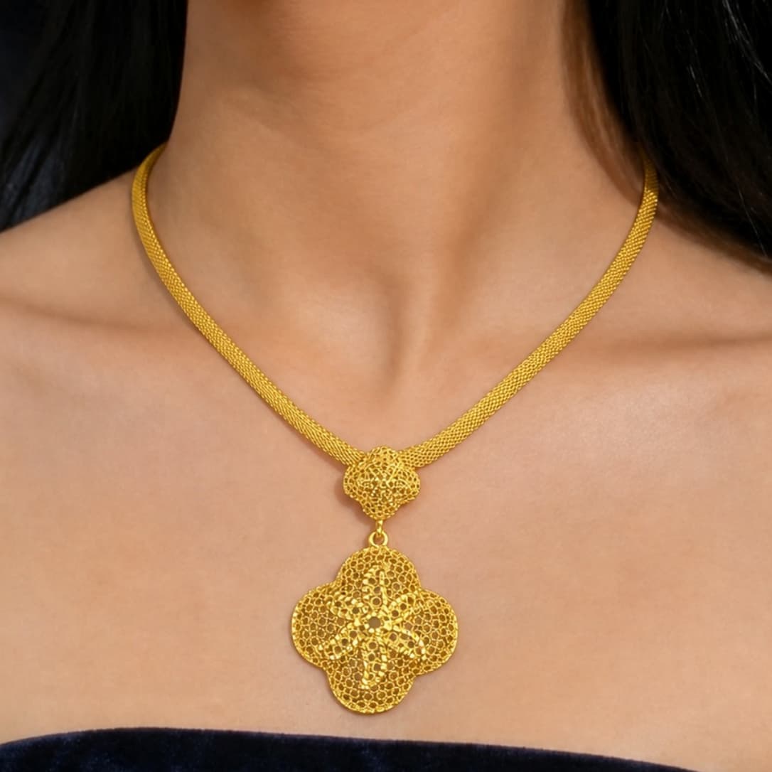 Gold-Tone Openwork Bloom Jewelry Set, 4 Pcs