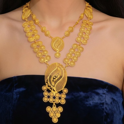 Gold-Tone Long Openwork Bridal Jewelry Set, 4 Pcs
