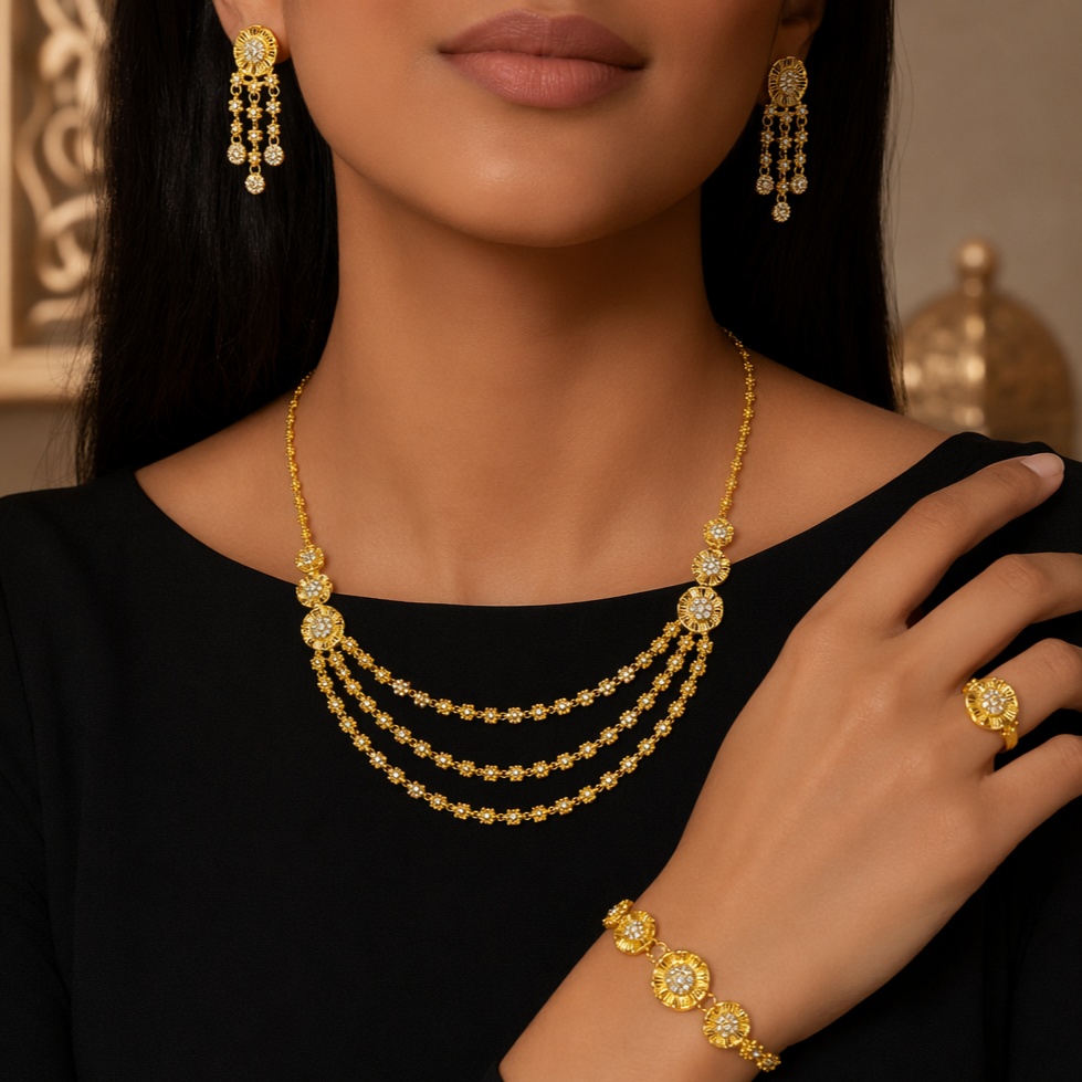 Gold-Tone Dubai Tassel Jewelry Set, 4 Pcs