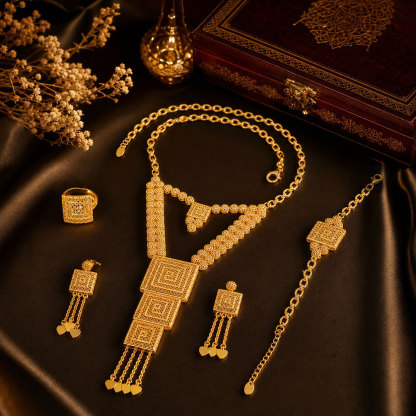 Gold-Tone Geometric Fringe Jewelry Set, 4 Pcs