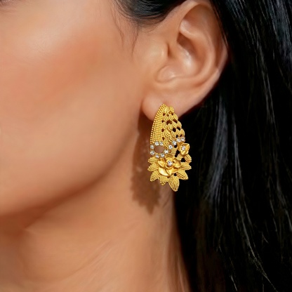 Gold-Tone Openwork Blossom Jewelry Set, 4 Pcs