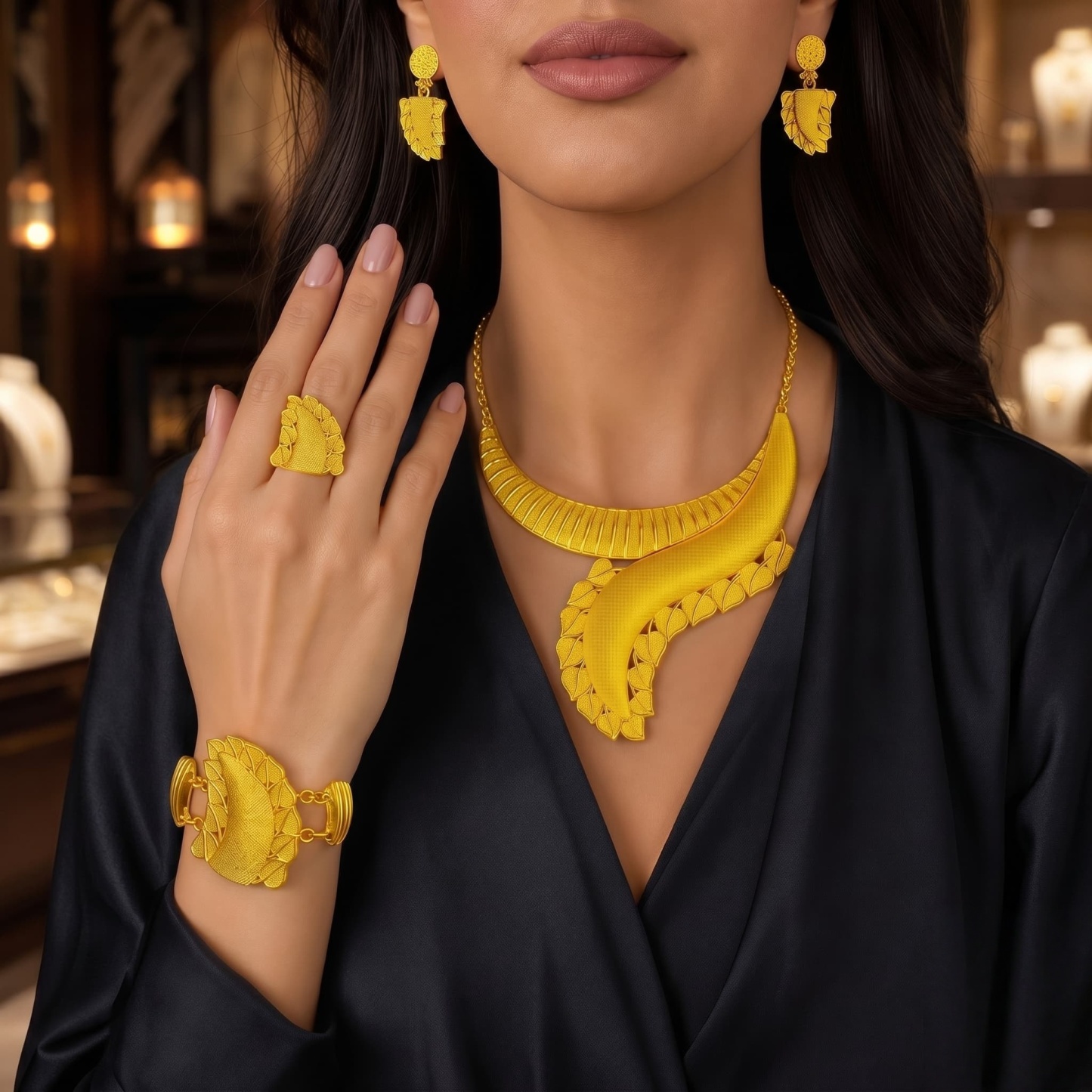 Gold-Tone Dubai Statement Jewelry Set, 4 Pcs