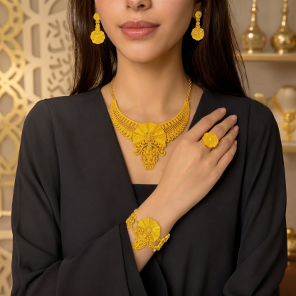 Gold-Tone Blossom & Fringe Jewelry Set, 4 Pcs