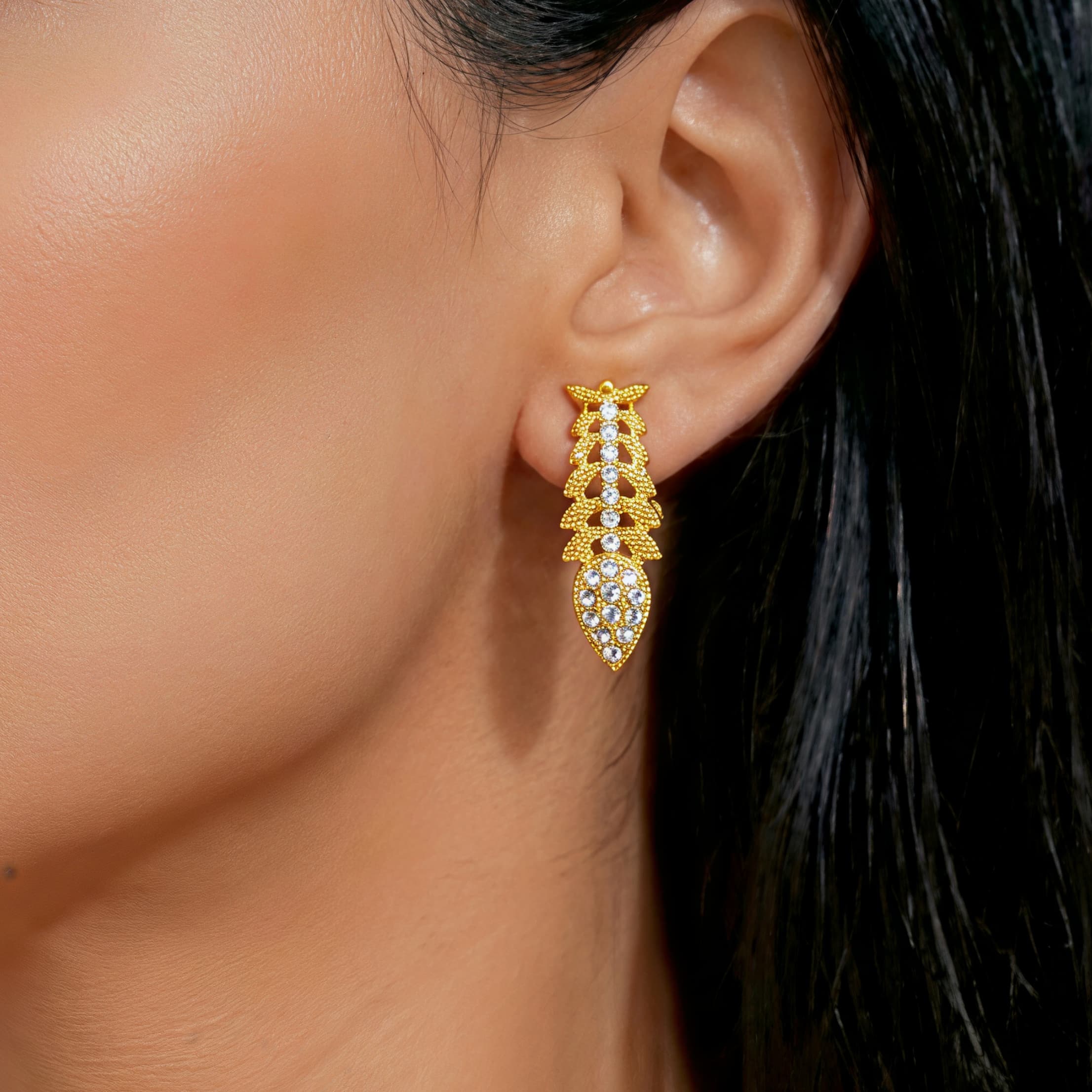 Gold-Tone Crystal Spike Fringe Jewelry Set, 4 Pcs