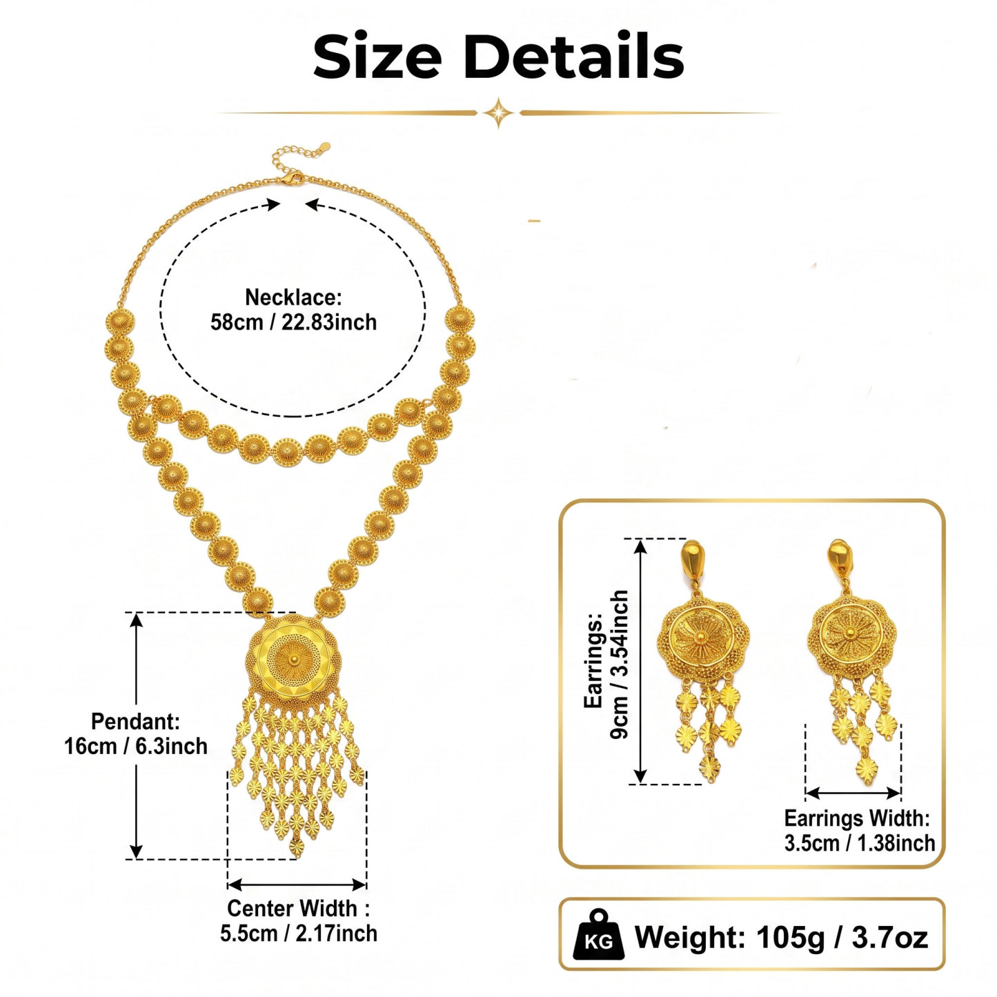 Gold-Tone Blossom Cascade Necklace & Earring Set