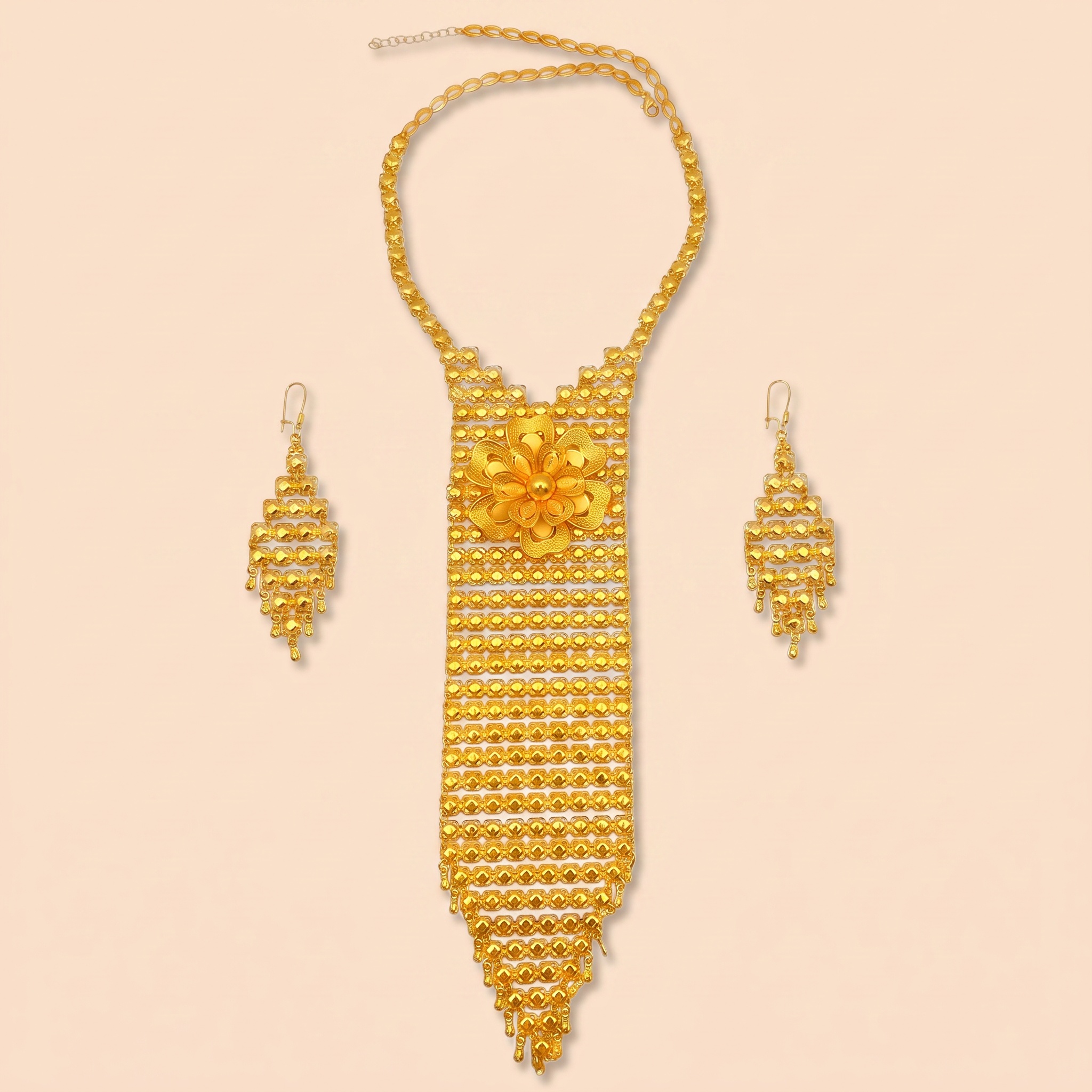 Gold-Tone Classic Bridal Necklace & Earring Set