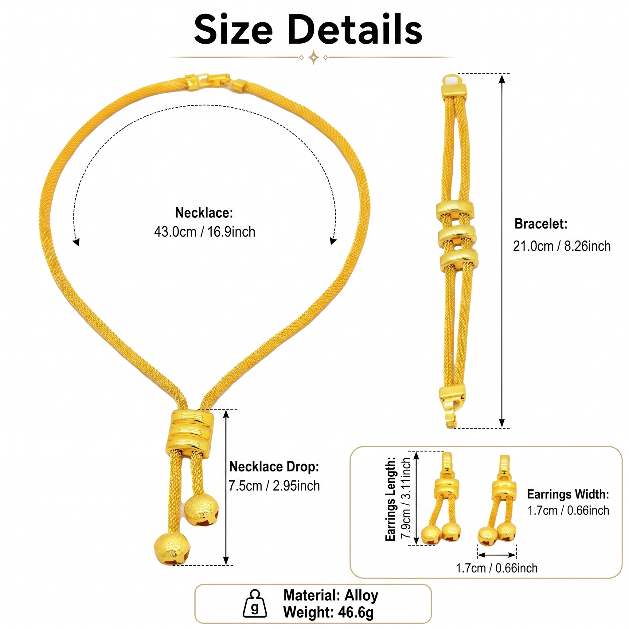 Gold-Tone Geometric Square Jewelry Set, 3 Pcs