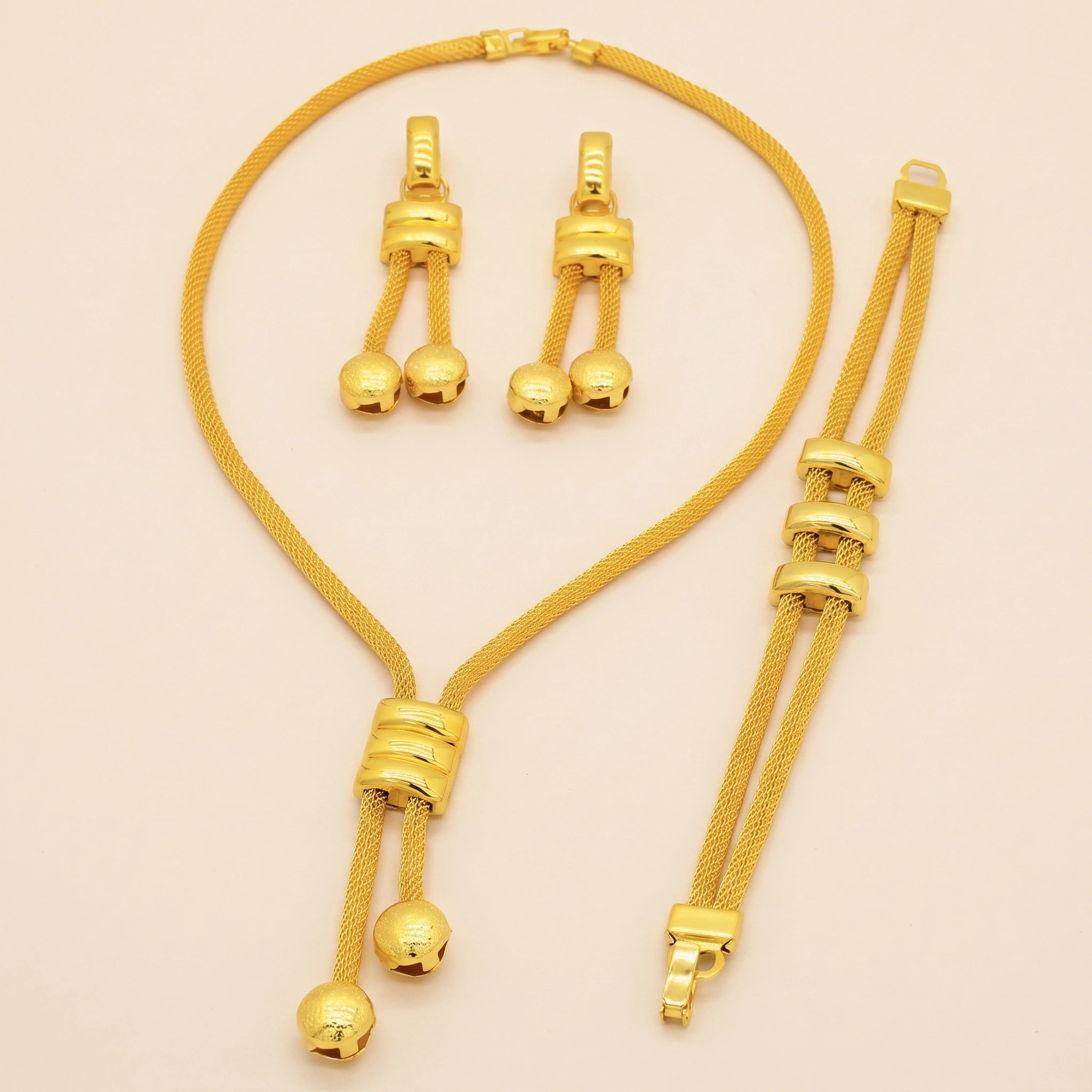 Gold-Tone Geometric Square Jewelry Set, 3 Pcs