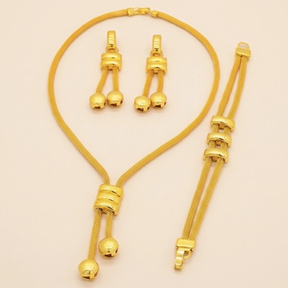 Gold-Tone Geometric Square Jewelry Set, 3 Pcs