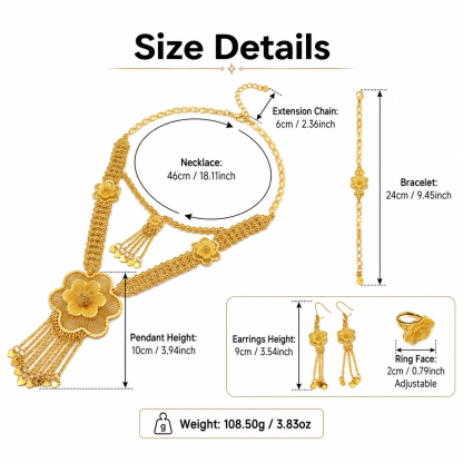 Gold-Tone Layered Blossom Jewelry Set, 4 Pcs