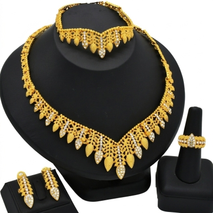 Gold-Tone Crystal Spike Fringe Jewelry Set, 4 Pcs