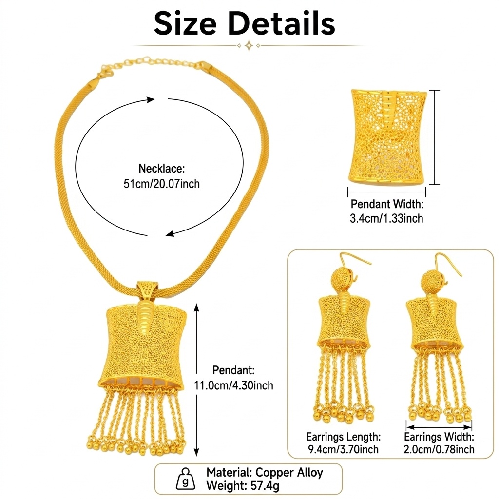 Gold-Tone Chain Fringe Tablet Jewelry Set, 3 Pcs