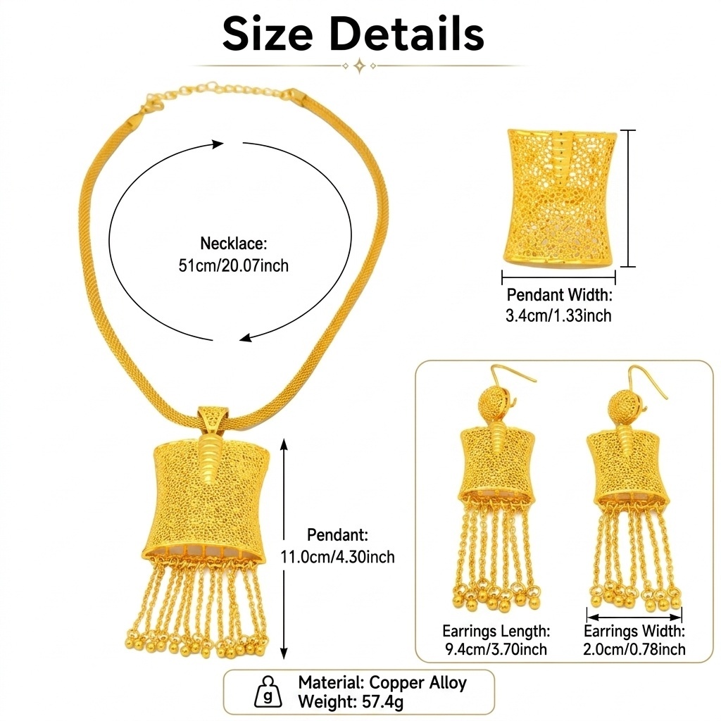 Gold-Tone Chain Fringe Tablet Jewelry Set, 3 Pcs