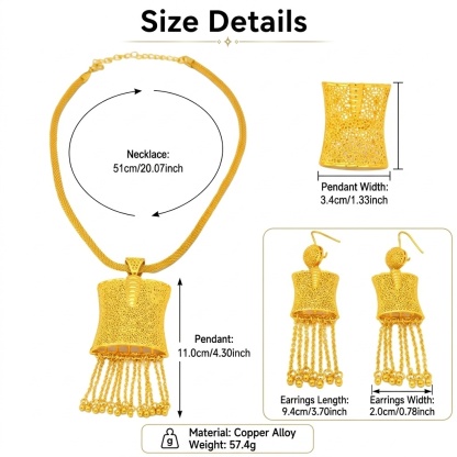 Gold-Tone Chain Fringe Tablet Jewelry Set, 3 Pcs