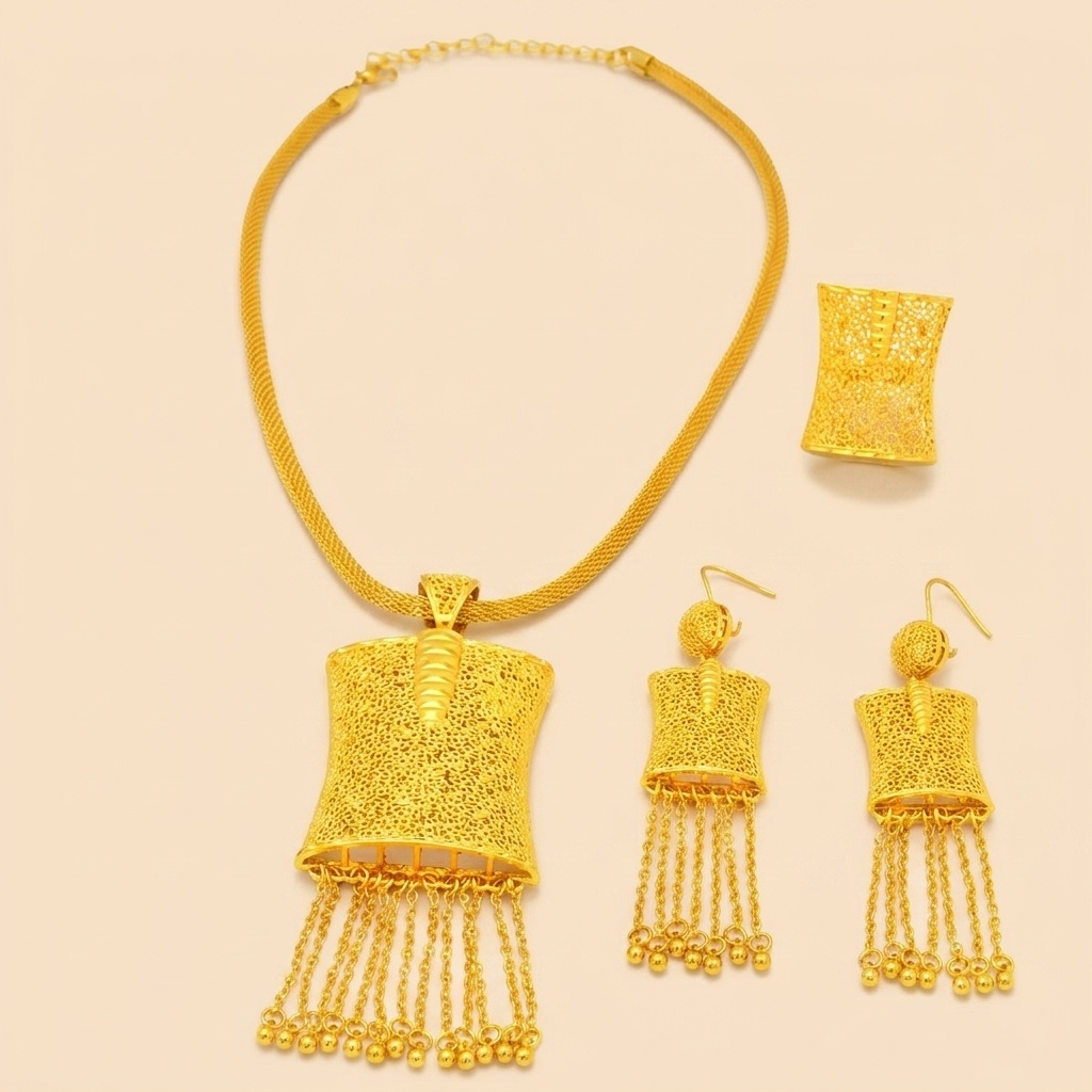 Gold-Tone Chain Fringe Tablet Jewelry Set, 3 Pcs