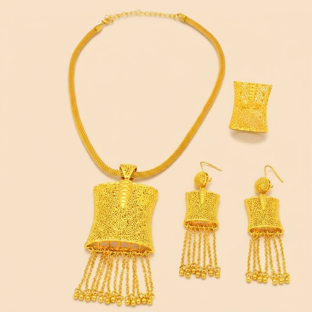 Gold-Tone Chain Fringe Tablet Jewelry Set, 3 Pcs