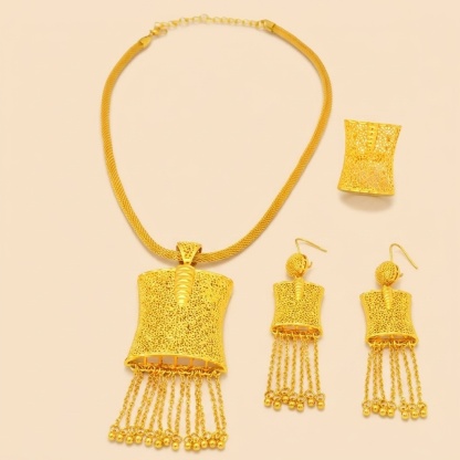 Gold-Tone Chain Fringe Tablet Jewelry Set, 3 Pcs