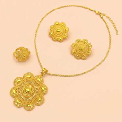 Gold-Tone Blooming Medallion Jewelry Set, 3 Pcs