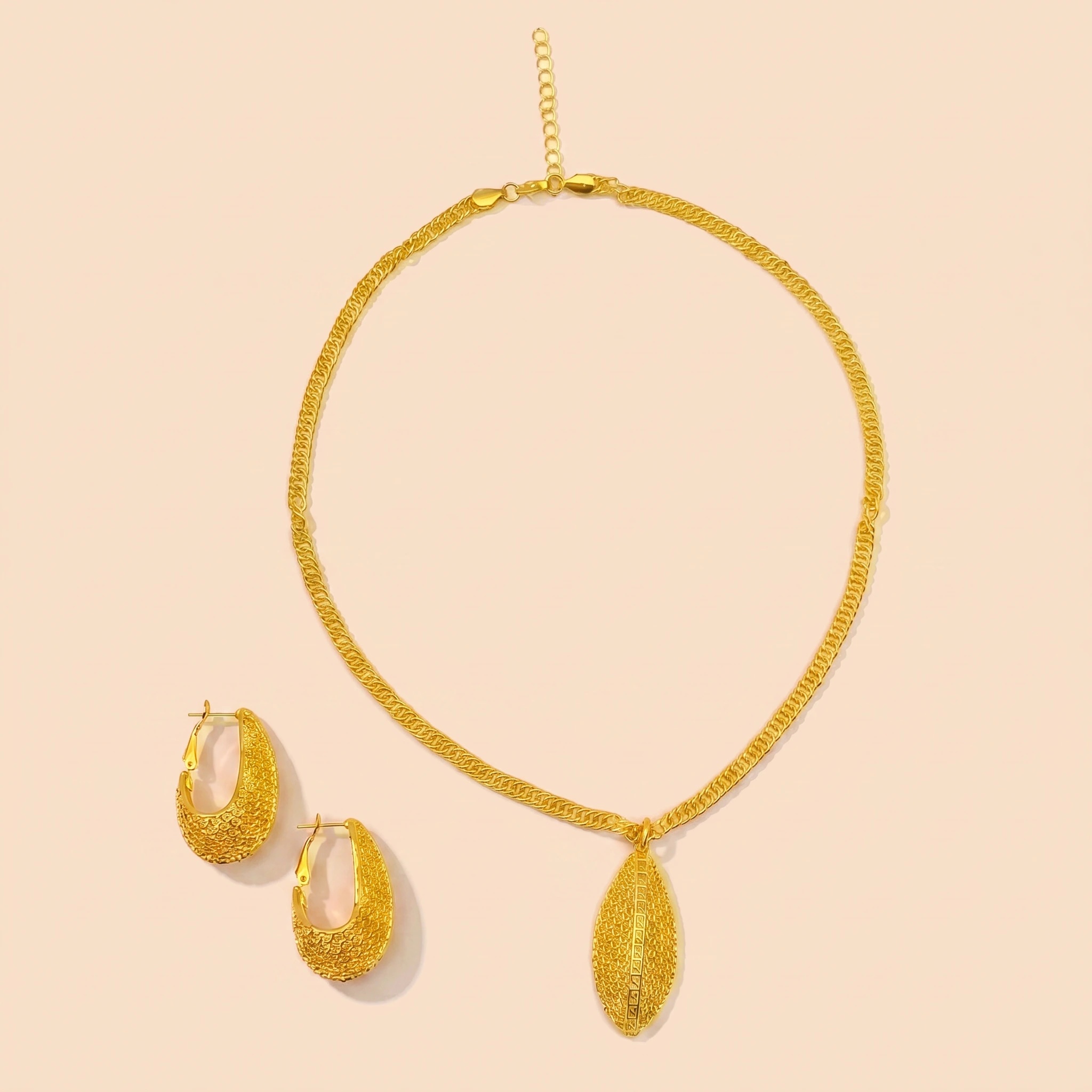 Gold-Tone Marquise Openwork Necklace & Earring Set