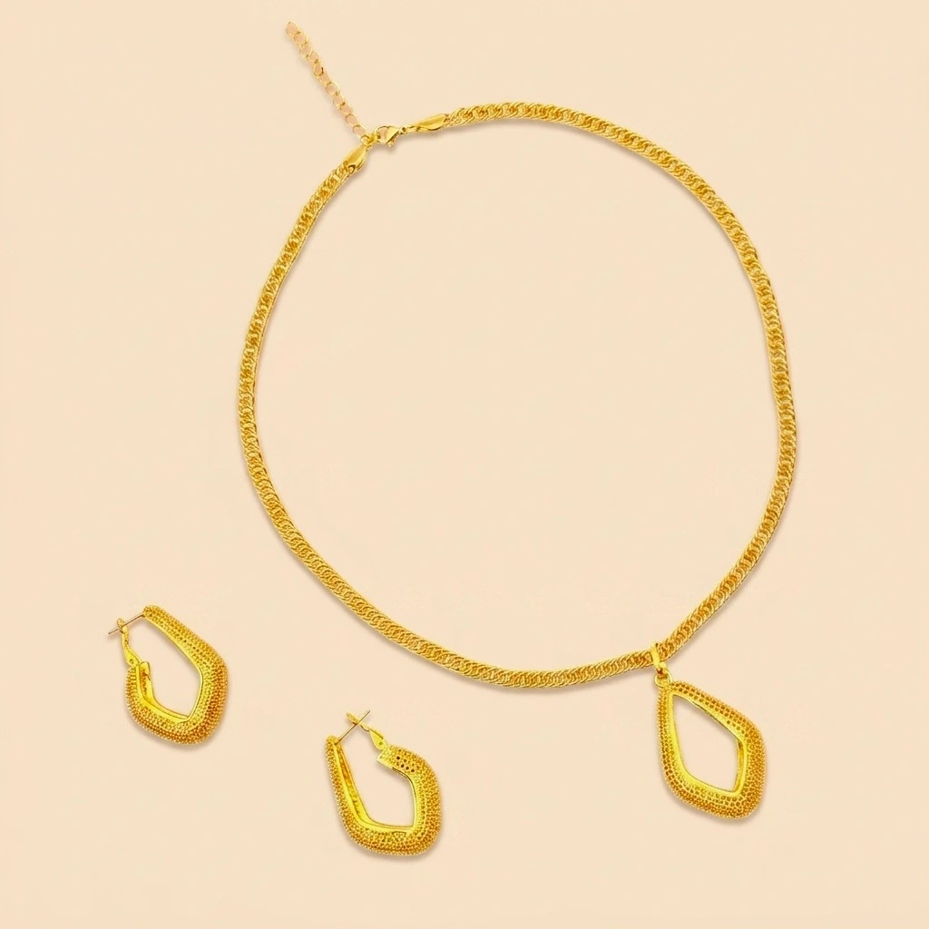 Gold-Tone Open Kite Necklace & Earring Set