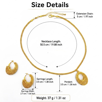 Gold-Tone Beaded Oval Halo Necklace & Earring Set