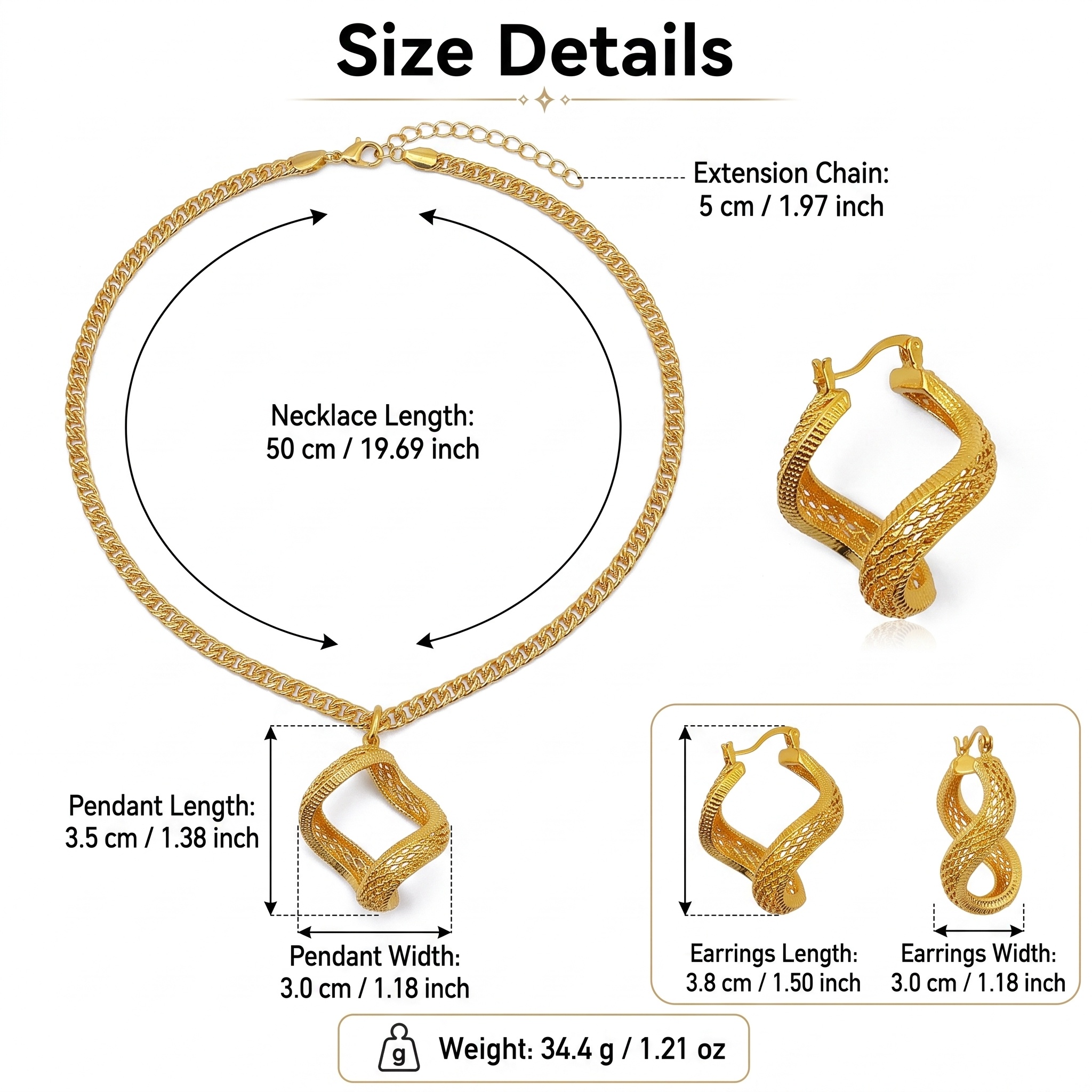 Gold-Tone Twisted Ribbon Necklace & Earring Set